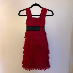 Girls red dress with black details